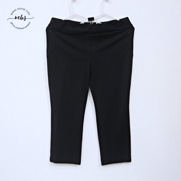 NWOT Korye Casual High Waist Hidden Pockets Wide Ankle Pants Black Women 2X - Picture 2 of 7